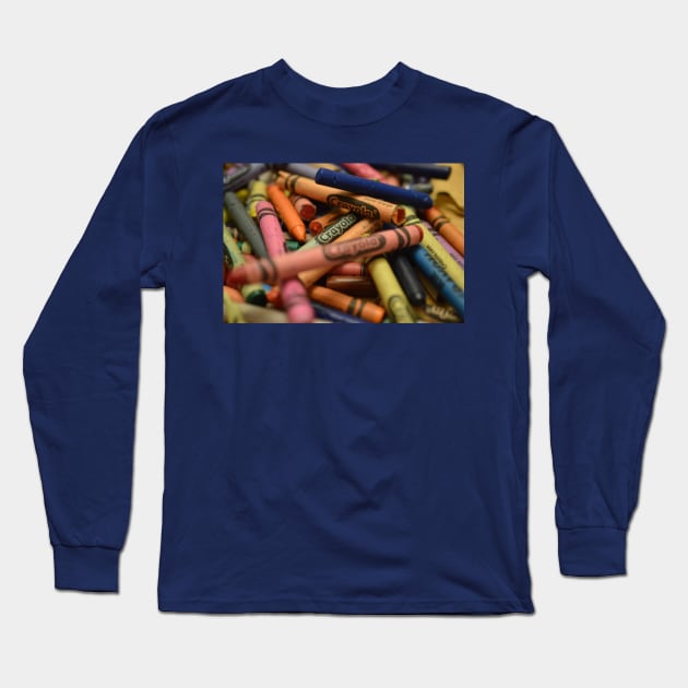 Crayons Long Sleeve T-Shirt by Prints by Teacher Tawny